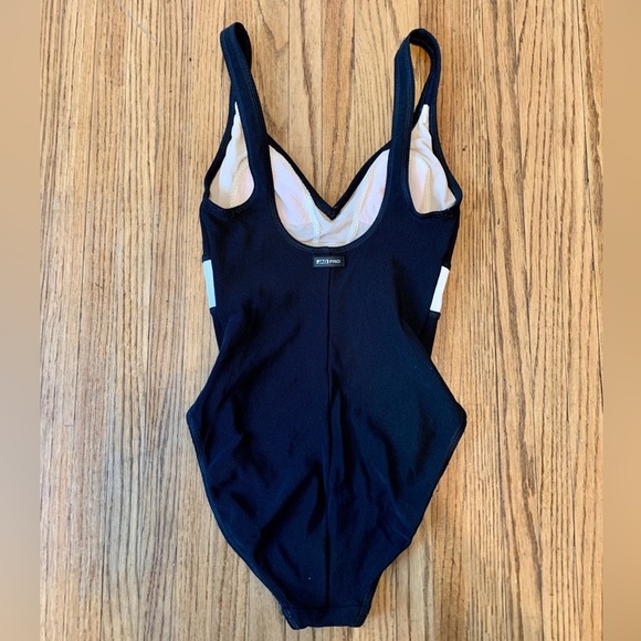 Jag Pro VTG Swimsuit Black 90s y2k One Piece High Cut Low Back Ribbed Sporty 6 - Picture 8 of 12